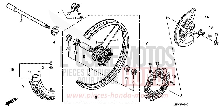 VORDERRAD von CRF450R EXTREME RED (R292) von 2010