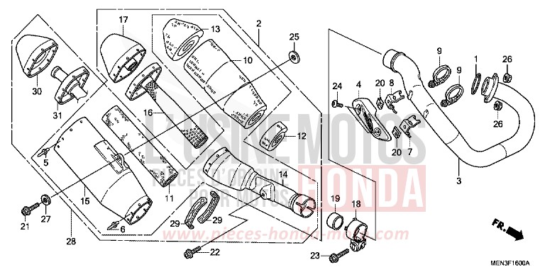 ABGAS-SCHALLDAEMPFER von CRF450R EXTREME RED (R292) von 2010
