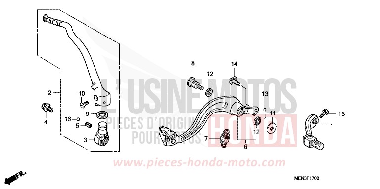 PEDAL/KICKSTARTER-ARM von CRF450R EXTREME RED (R292) von 2010