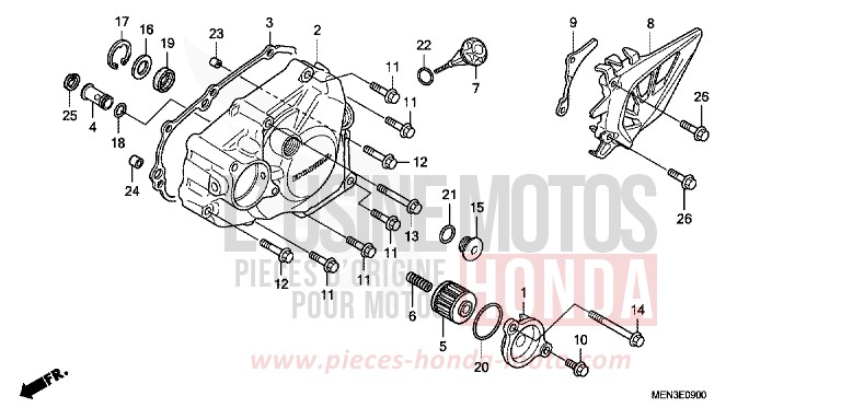 LINKER KURBELGEHAEUSEDECKEL von CRF450R EXTREME RED (R292) von 2011