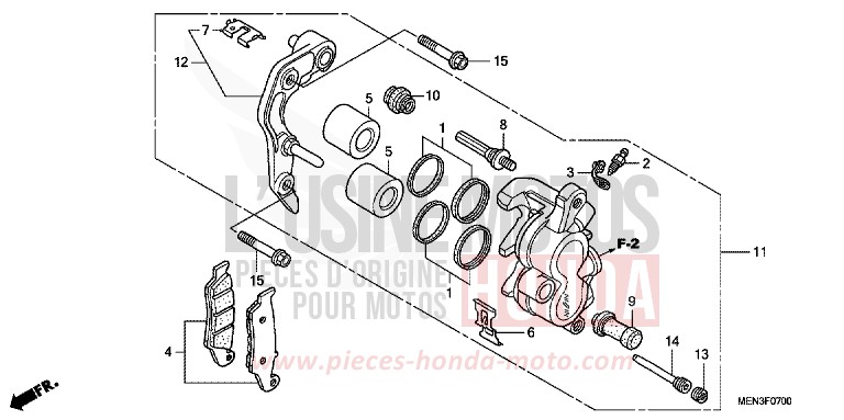 VORDERRAD-BREMSSATTEL von CRF450R EXTREME RED (R292) von 2011
