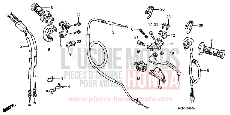 HEBELGRIFF/SCHALTER/KABEL von CRF450R EXTREME RED (R292) von 2012