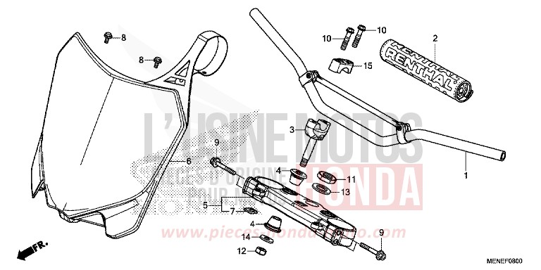 ROHRGRIFF/OBERE BRUECKE von CRF450R EXTREME RED (R292) von 2013