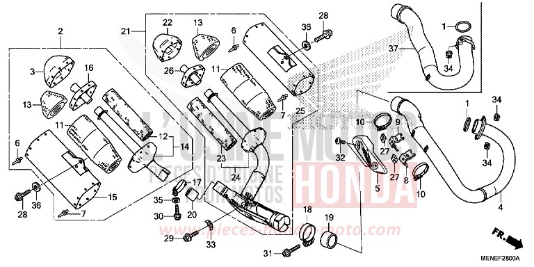 ABGAS-SCHALLDAEMPFER von CRF450R EXTREME RED (R292) von 2013