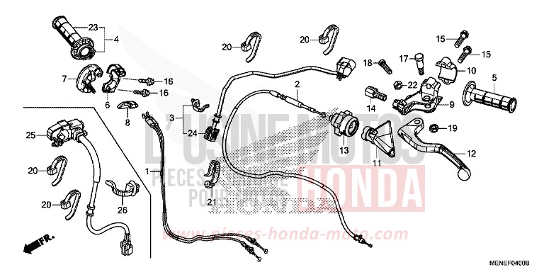 HEBELGRIFF/SCHALTER/KABEL von CRF450R EXTREME RED (R292) von 2015