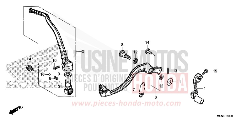 PEDAL/KICKSTARTER-ARM von CRF450R EXTREME RED (R292) von 2015