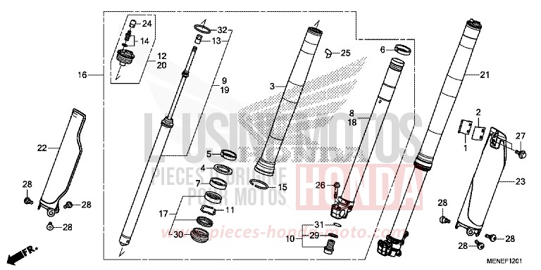 GABEL, VORNE (F/G) von CRF450R EXTREME RED (R292) von 2016