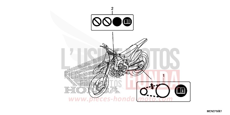 WARNETIKETT (ED) von CRF450R EXTREME RED (R292) von 2016