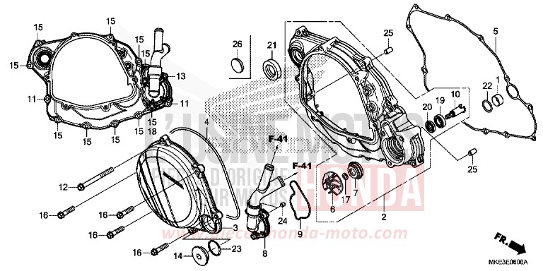 KURBELGEHAEUSEABDECKUNG/WASSERPUMPE von CRF450R EXTREME RED (R292) von 2017