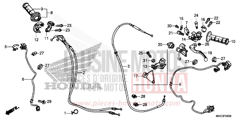 HEBELGRIFF/SCHALTER/KABEL (CRF450RH/RXH) von CRF450R EXTREME RED (R292) von 2017