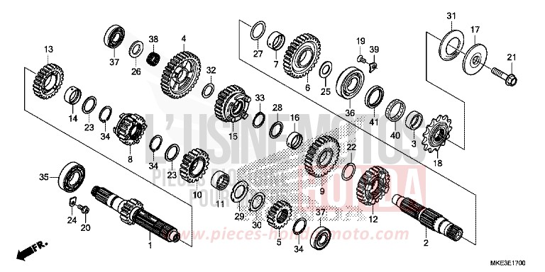 GETRIEBE von CRF450R EXTREME RED (R292) von 2018