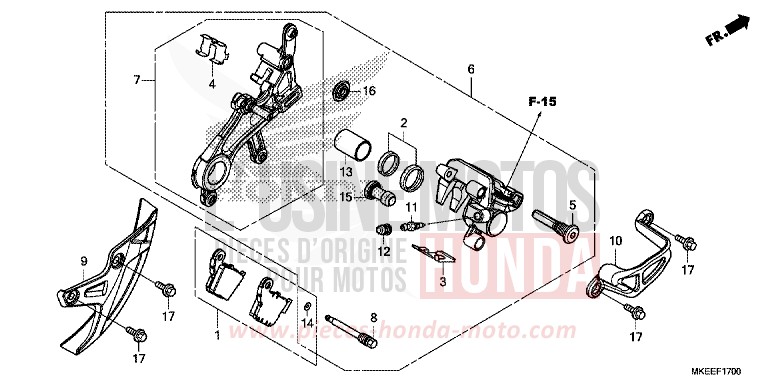HINTERRAD-BREMSSATTEL von CRF450R EXTREME RED (R292) von 2019
