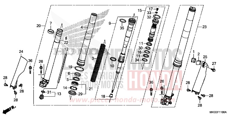 GABEL, VORNE von CRF450R EXTREME RED (R292) von 2020