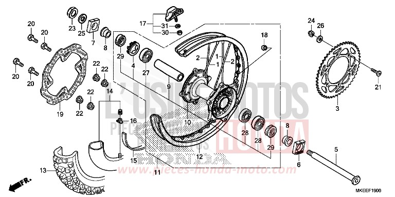 HINTERRAD von CRF450R EXTREME RED (R292) von 2020