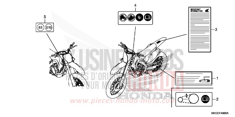 WARNETIKETT von CRF450R EXTREME RED (R292) von 2020