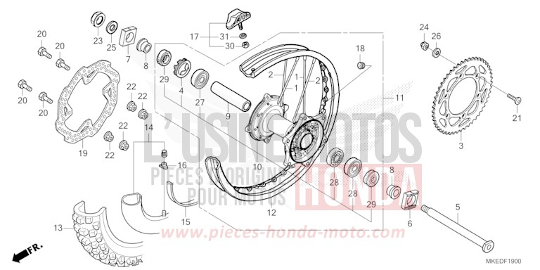 HINTERRAD von CRF450R EXTREME RED (R292) von 2021