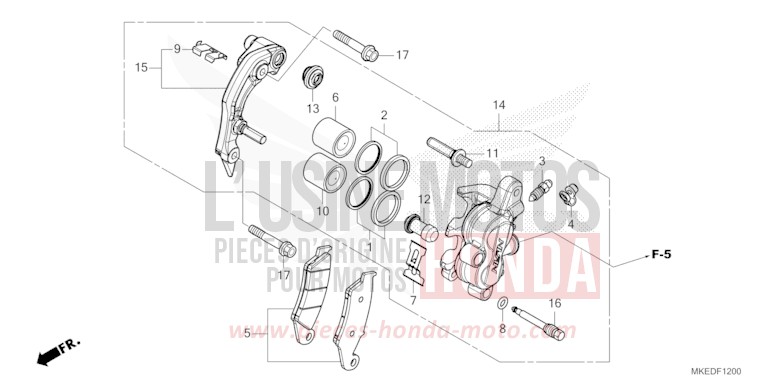 VORDERRAD-BREMSSATTEL von CRF450R EXTREME RED (R292) von 2022