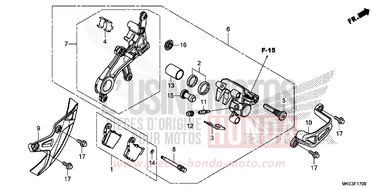 HINTERRAD-BREMSSATTEL von CRF450R EXTREME RED (R292) von 2017