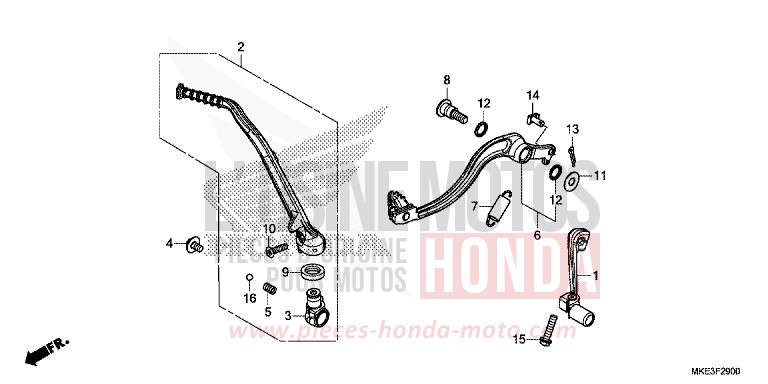 PEDAL/KICKSTARTER-ARM von CRF450R EXTREME RED (R292) von 2017