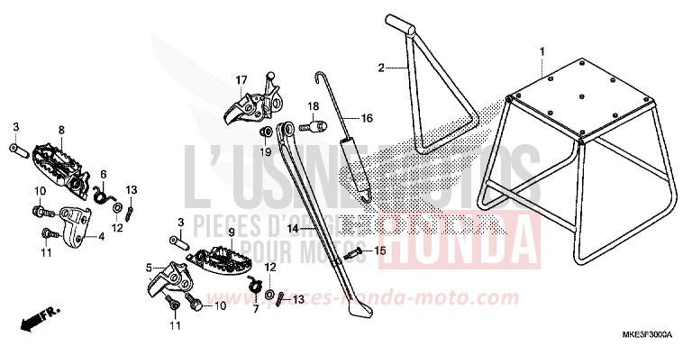 STUFE/STAENDER von CRF450R EXTREME RED (R292) von 2018