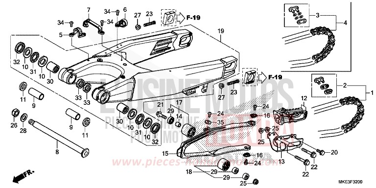 SCHWINGE von CRF450R EXTREME RED (R292) von 2018