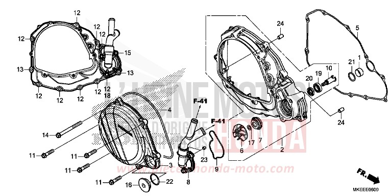 KURBELGEHAEUSEABDECKUNG/WASSERPUMPE von CRF450R EXTREME RED (R292) von 2019
