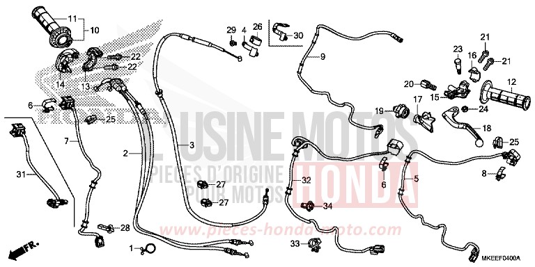 HEBELGRIFF/SCHALTER/KABEL von CRF450R EXTREME RED (R292) von 2020