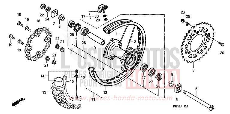 HINTERRAD von CRF250R EXTREME RED (R292) von 2010