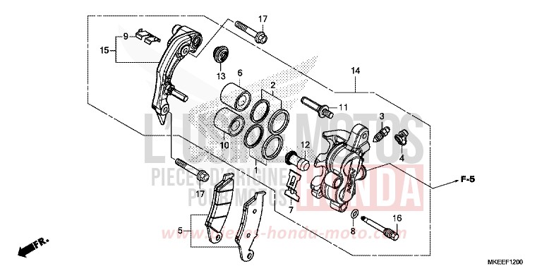 VORDERRAD-BREMSSATTEL von CRF450R EXTREME RED (R292) von 2020