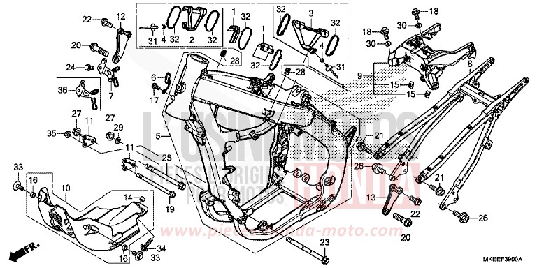 RAHMENKOERPER von CRF450R EXTREME RED (R292) von 2020