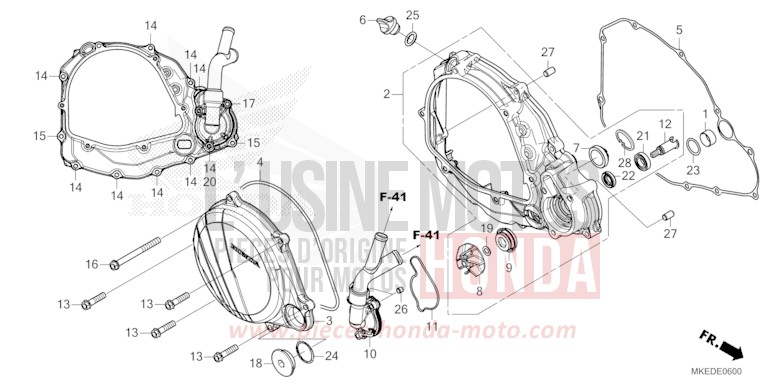 KURBELGEHAEUSEABDECKUNG/WASSERPUMPE von CRF450R EXTREME RED (R292) von 2021