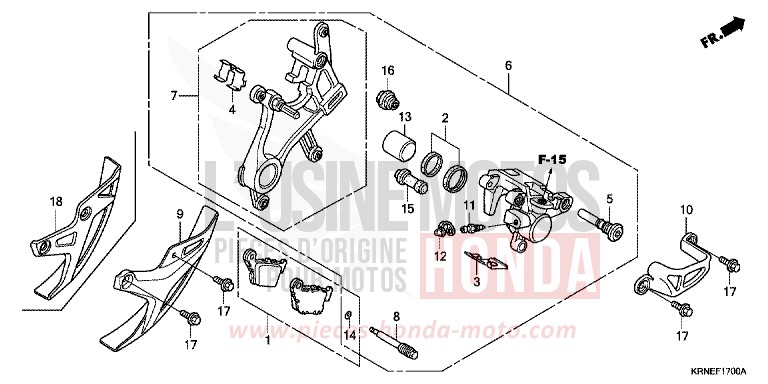 HINTERRAD-BREMSSATTEL von CRF250R EXTREME RED (R292) von 2011