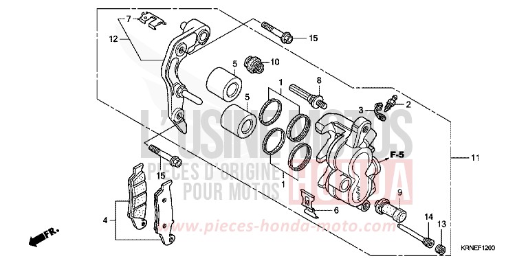 VORDERRAD-BREMSSATTEL von CRF250R EXTREME RED (R292) von 2012