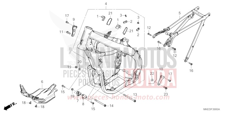 RAHMENKOERPER von CRF450R EXTREME RED (R292) von 2021