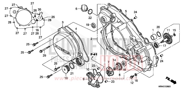 RECHTER KURBELGEHAEUSEDECKEL von CRF250R EXTREME RED (R292) von 2013