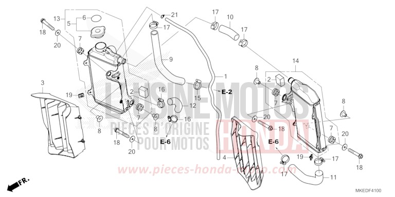 KUEHLER von CRF450R EXTREME RED (R292) von 2022
