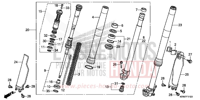 GABEL, VORNE (CRF250RE) von CRF250R EXTREME RED (R292) von 2014