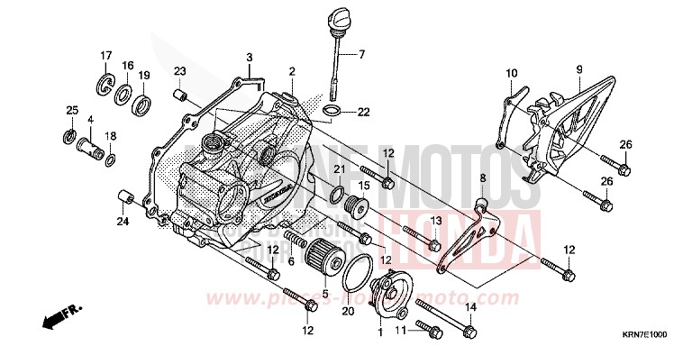 LINKER KURBELGEHAEUSEDECKEL von CRF250R EXTREME RED (R292) von 2015