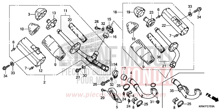ABGAS-SCHALLDAEMPFER von CRF250R EXTREME RED (R292) von 2015