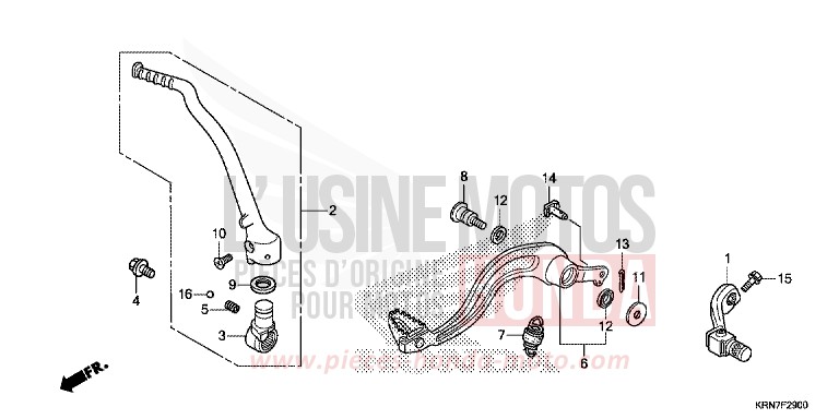 PEDAL/KICKSTARTER-ARM von CRF250R EXTREME RED (R292) von 2015