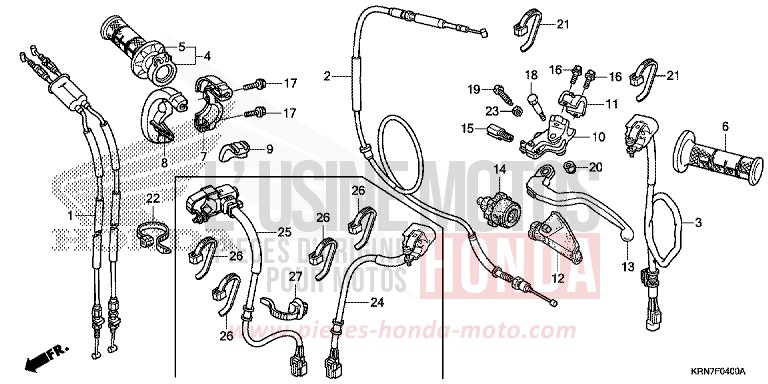 HEBELGRIFF/SCHALTER/KABEL von CRF250R EXTREME RED (R292) von 2016