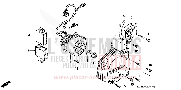 KURBELGEHAEUSEDECKEL, L. von CR125R EXPLOSION RED (R254) von 2001