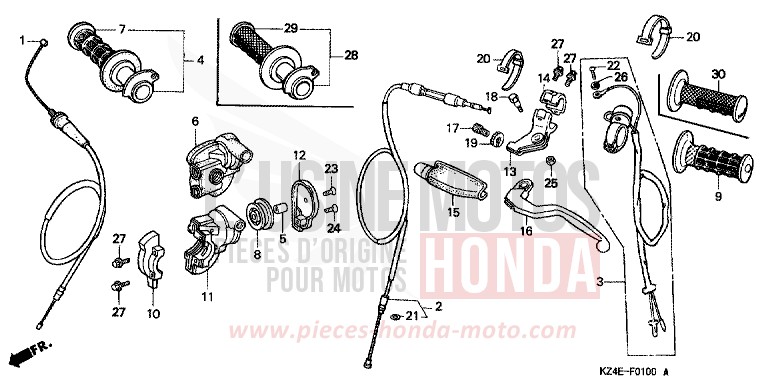 HEBELGRIFF/SCHALTER KABEL von CR125R EXPLOSION RED (R254) von 2001