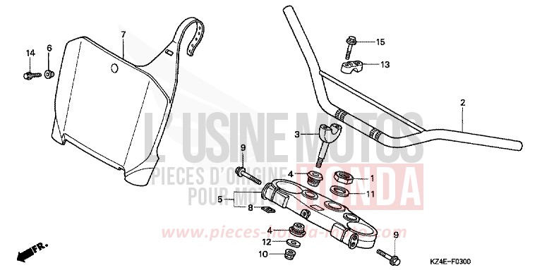 ROHRGRIFF/OBERE BRUECKE von CR125R EXPLOSION RED (R254) von 2001