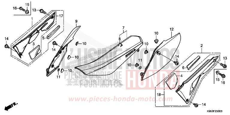 SITZ/SEITENABDECKUNG von CRF250R EXTREME RED (R292) von 2018