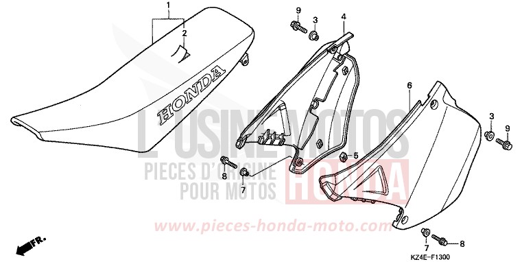 SITZ/SEITENABDECKUNG von CR125R EXPLOSION RED (R254) von 2001