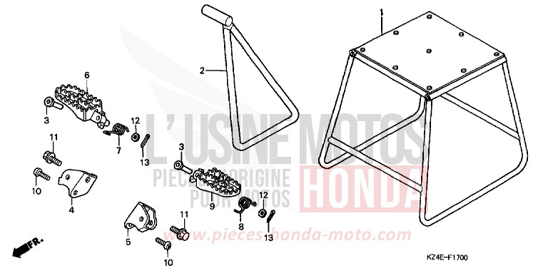 STAENDER/STUFE von CR125R EXPLOSION RED (R254) von 2001