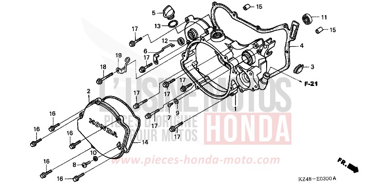 KURBELGEHAEUSEABDECKUNG (CR125R2-4) von CR125R EXPLOSION RED (R254) von 2002
