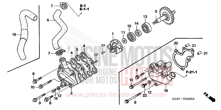 WASSERPUMPE von CR125R EXPLOSION RED (R254) von 2002