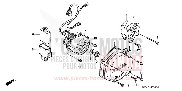KURBELGEHAEUSEDECKEL, L./ GENERATOR von CR125R EXPLOSION RED (R254) von 2002